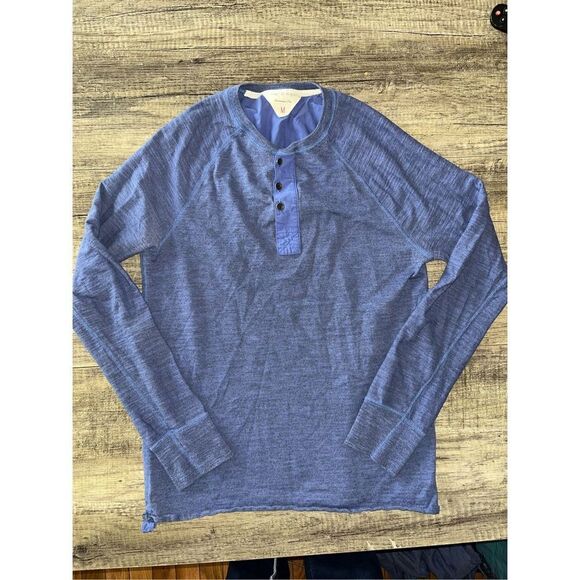 Men’s Rag & Bone Blue Long Sleeve Henley Medium - Picture 1 of 3